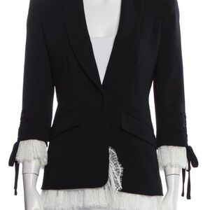 Cinq à Sept Roxie Black Blazer with White Lace Accents
